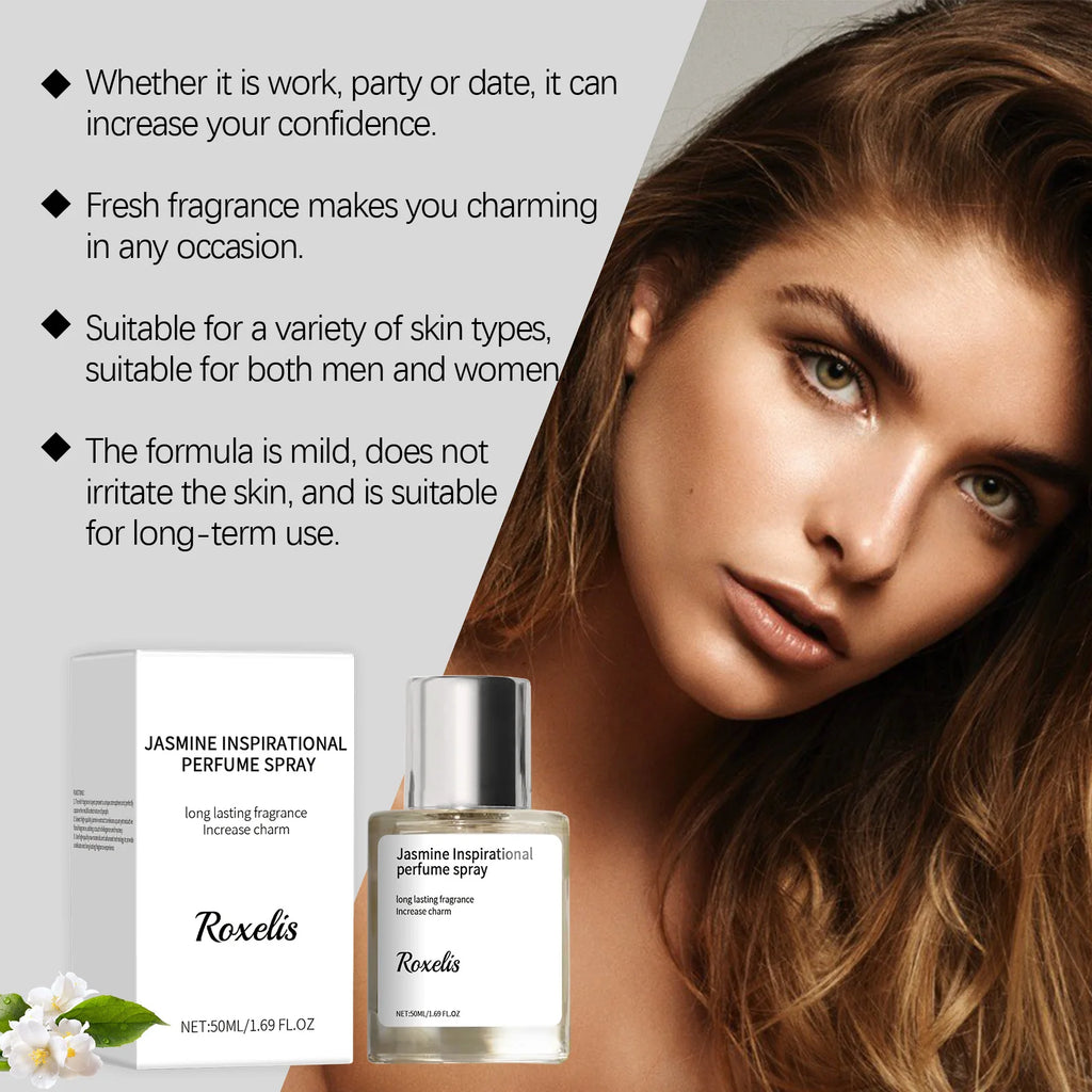 50ml Jasmine Perfume Spray - Attract Pheromone Enhanced Long Lasting Fresh Scent Inspirational Women's Fragrance Dating Charm
