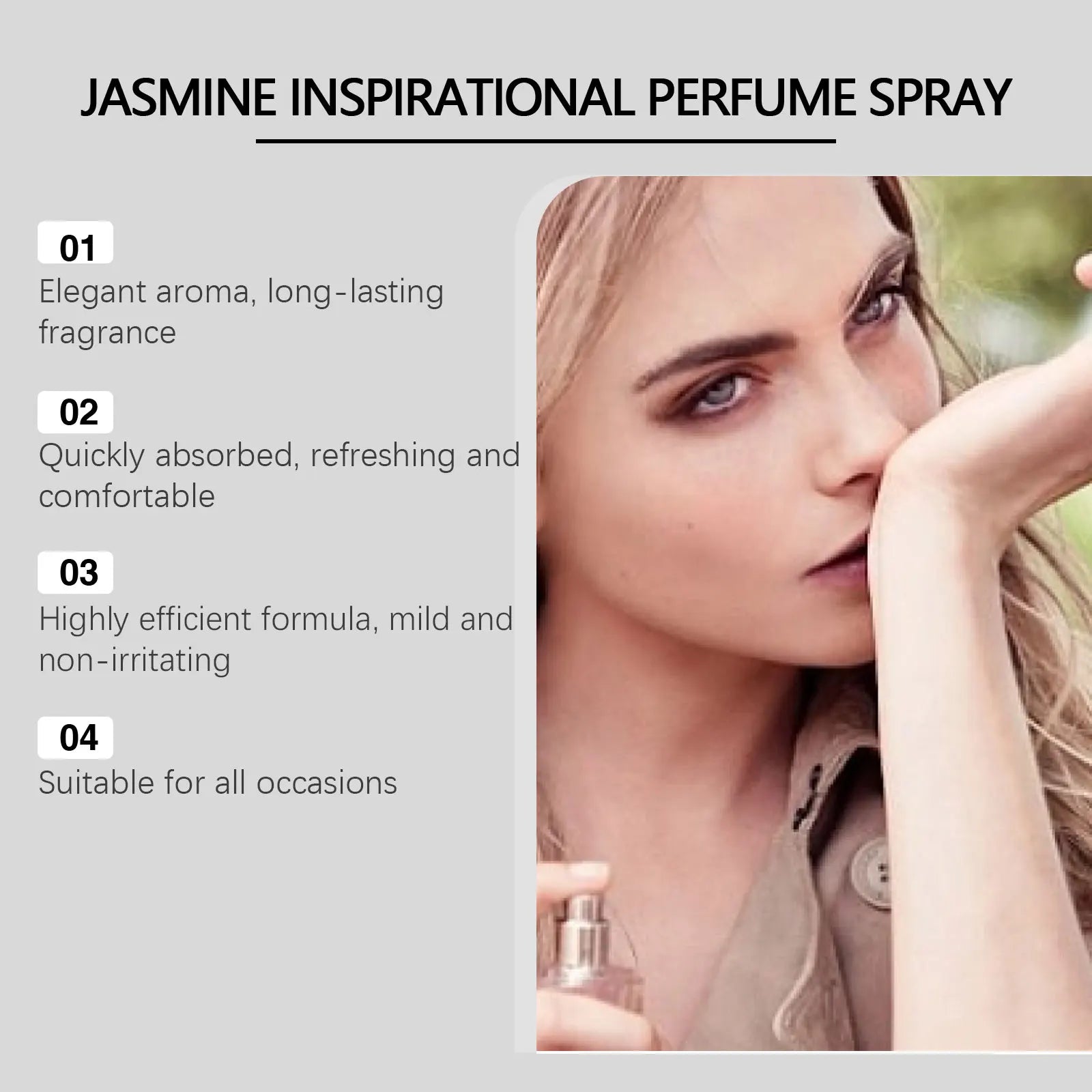 50ml Jasmine Perfume Spray - Attract Pheromone Enhanced Long Lasting Fresh Scent Inspirational Women's Fragrance Dating Charm
