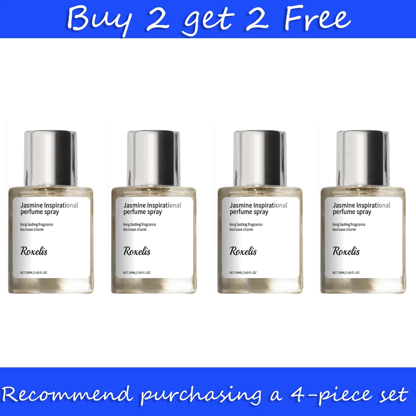 50ml Jasmine Perfume Spray - Attract Pheromone Enhanced Long Lasting Fresh Scent Inspirational Women's Fragrance Dating Charm