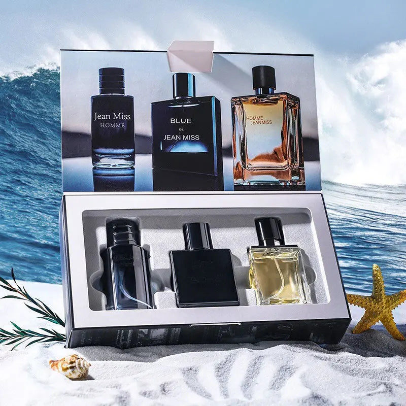 3 piece set, men's eau de Toilette spray gift box, lasting fragrance, 3 different flavors, perfect for holiday gifts, dates, eve
