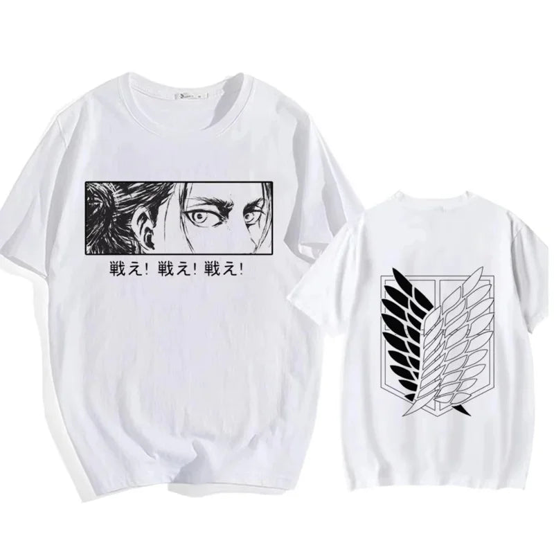 Attack on Titan Streetwear Men's T Shirt Eren Yeager Shingeki No Kyojin  Anime Summer Cotton Women Tops Tees Casual High Quality