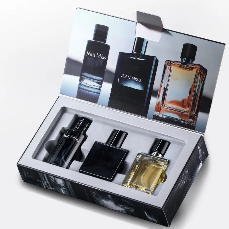3 piece set, men's eau de Toilette spray gift box, lasting fragrance, 3 different flavors, perfect for holiday gifts, dates, eve