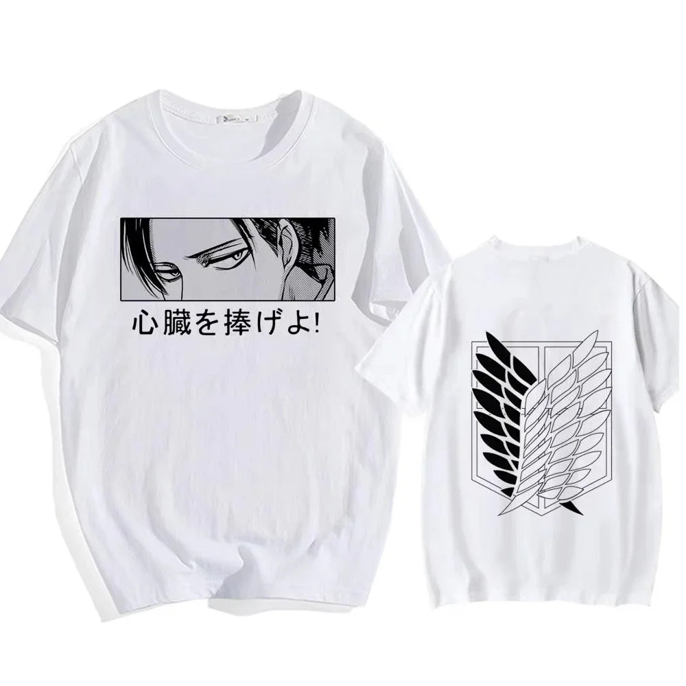 Attack on Titan Streetwear Men's T Shirt Eren Yeager Shingeki No Kyojin  Anime Summer Cotton Women Tops Tees Casual High Quality
