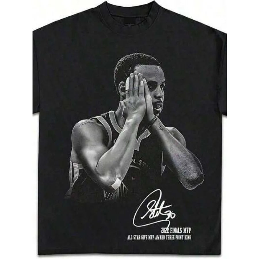 【New Arrival】Stephen Curry "Night Night" Celebration Print Black Casual Cotton Short Sleeve T-Shirt