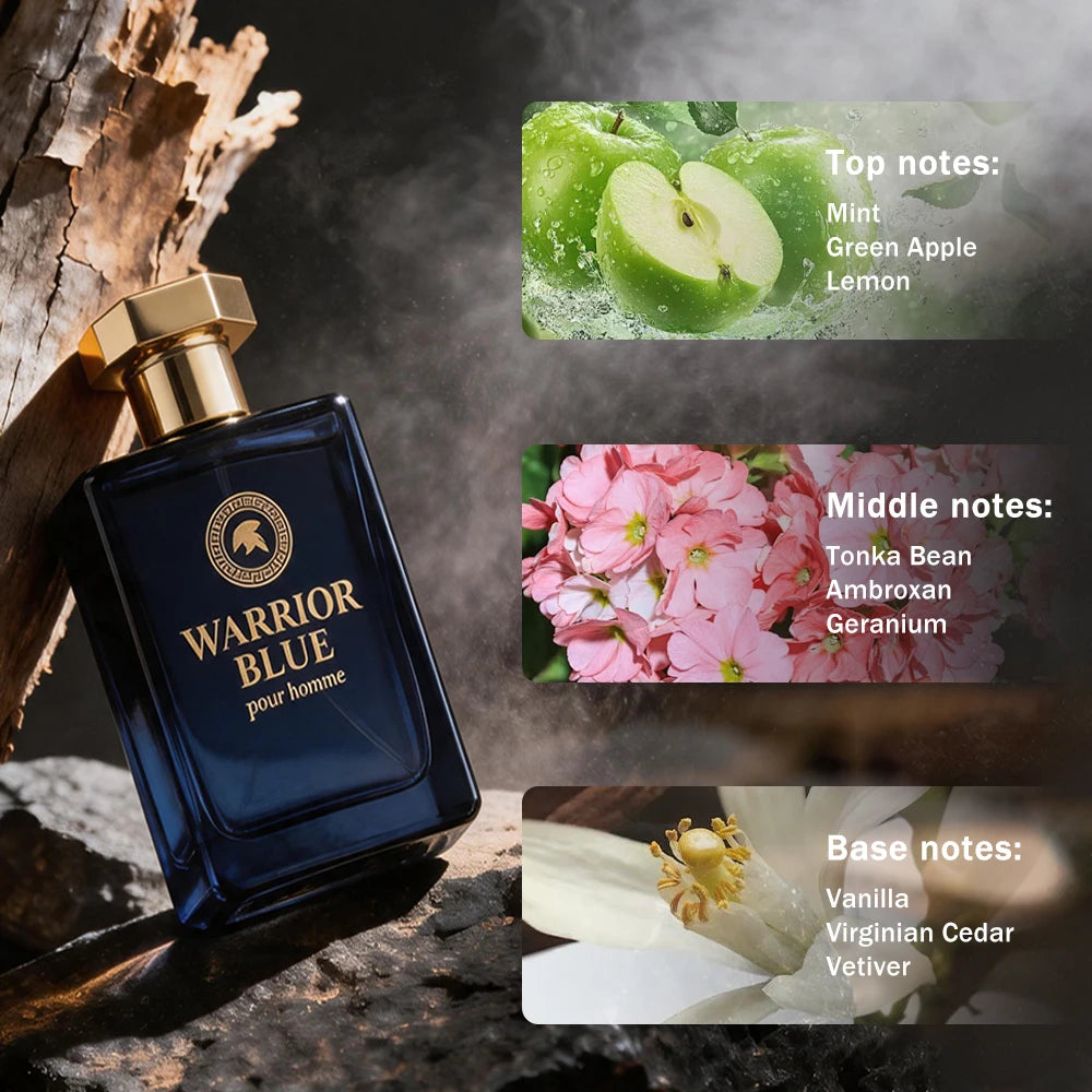 3.4fl Oz Men's Eau De Toilette Spray Set, Durable Perfume, Mint Flavor, Green Apple Flavor, Lemon Flavor, Very Suitable For Dati