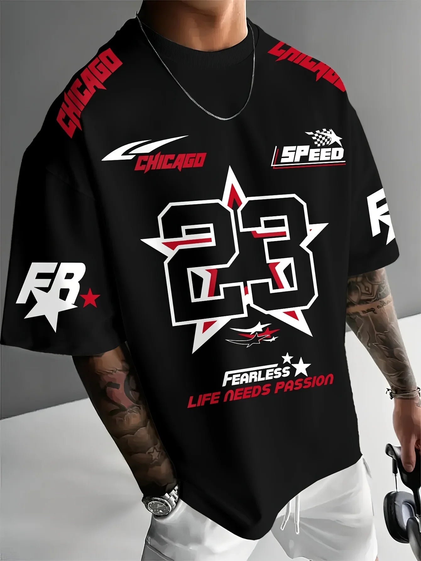 2025 Summer New Men's Sports Shirt Chicago 23 printed Digital Shirt Casual Men's Sports T-shirt