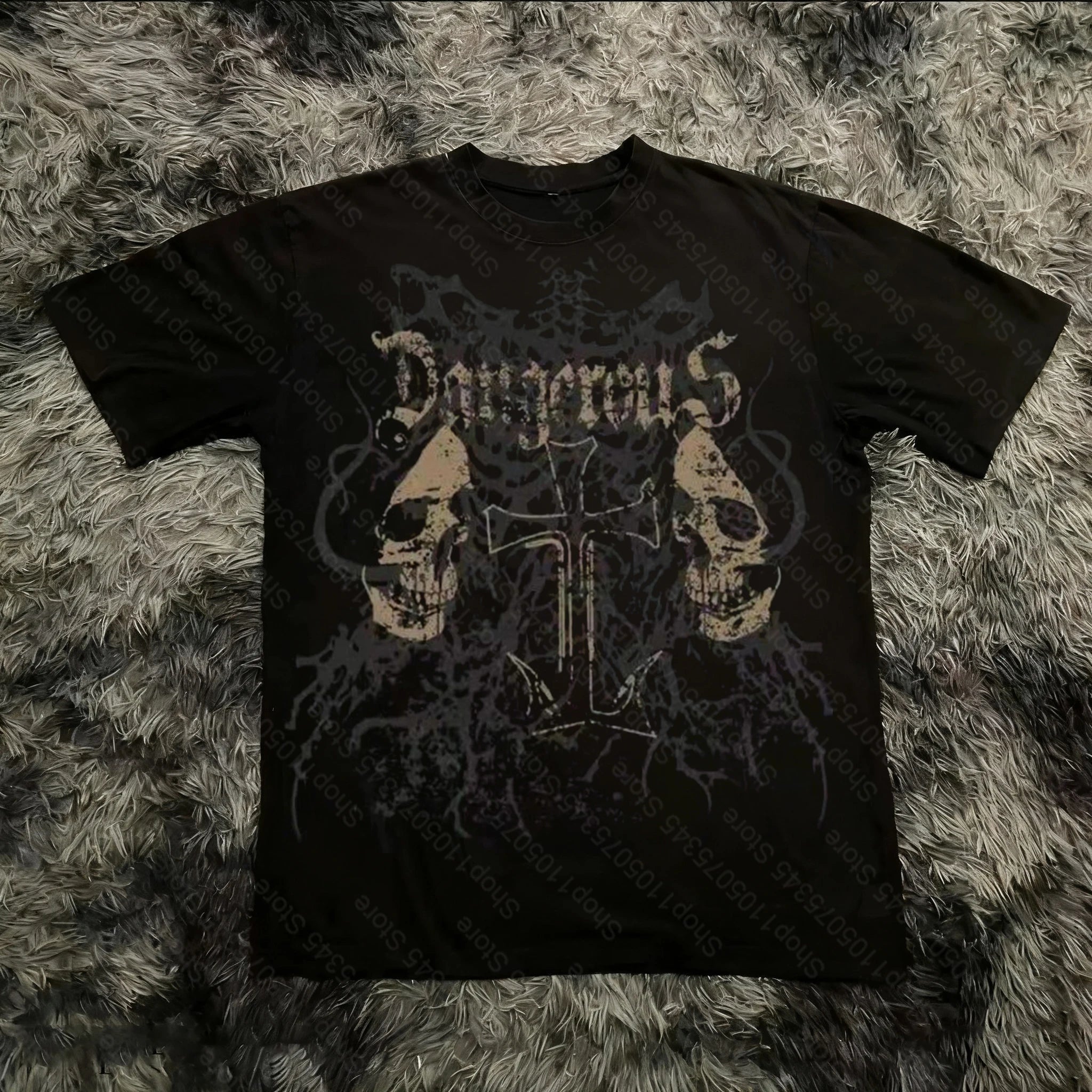 Summer Classic Y2K Gothic Style T-shirt Print Oversized T Shirt High Street Shirts Round Neck Cotton Tops Mens Women T Shirt Tee