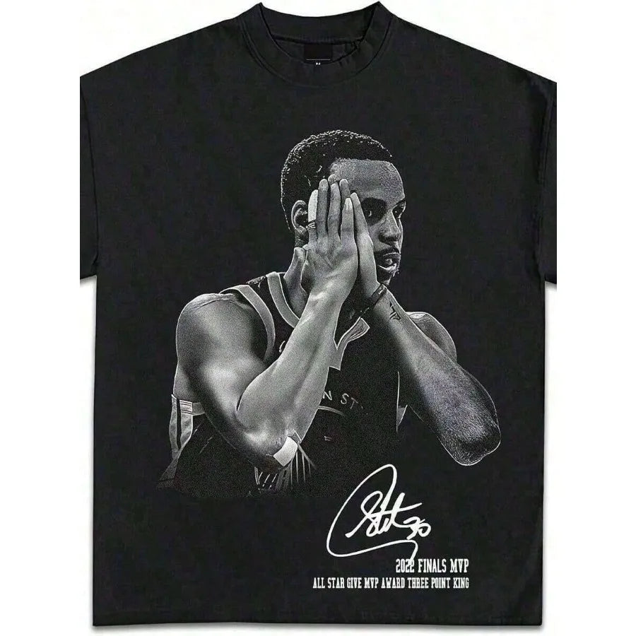 【New Arrival】Stephen Curry "Night Night" Celebration Print Black Casual Cotton Short Sleeve T-Shirt