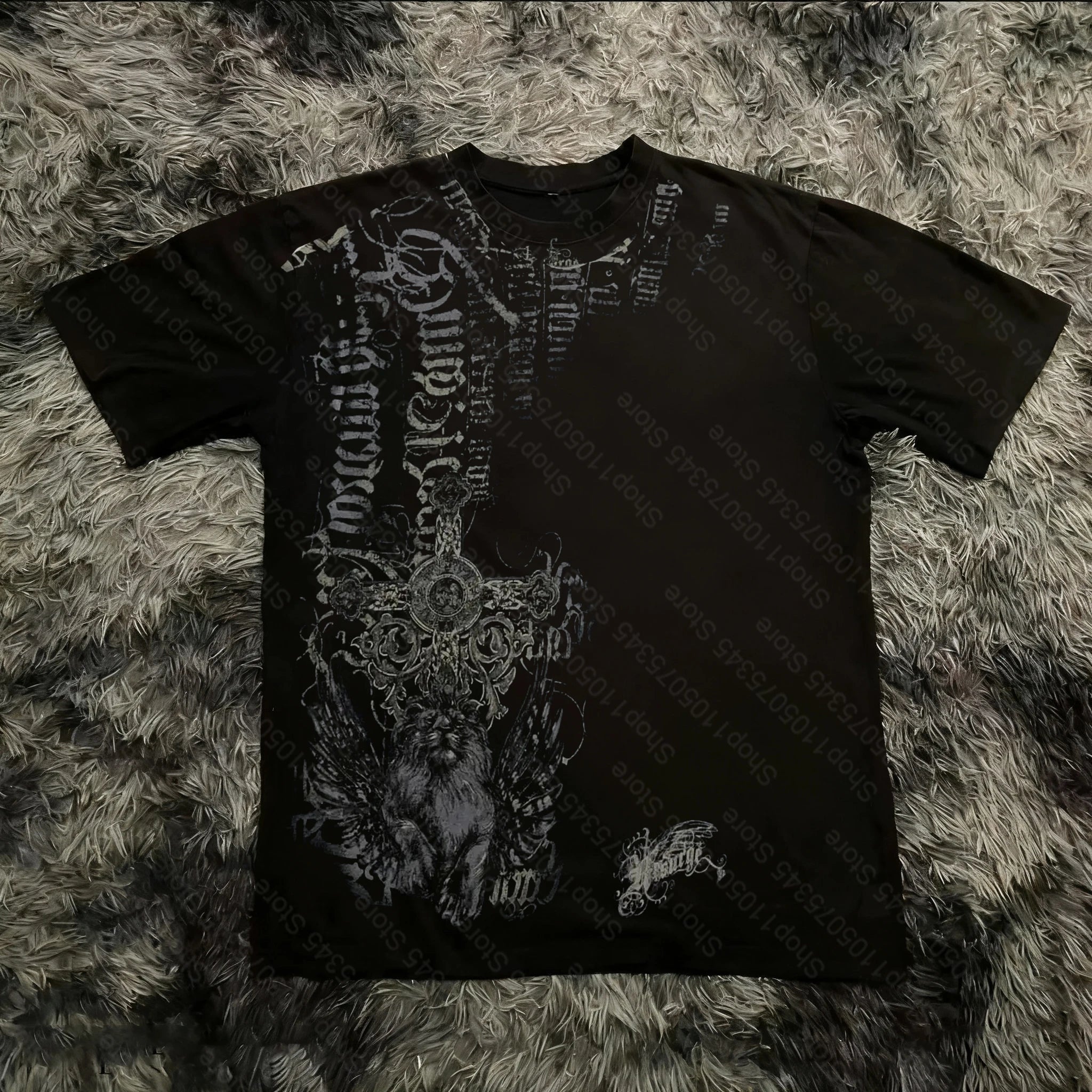 Summer Classic Y2K Gothic Style T-shirt Print Oversized T Shirt High Street Shirts Round Neck Cotton Tops Mens Women T Shirt Tee