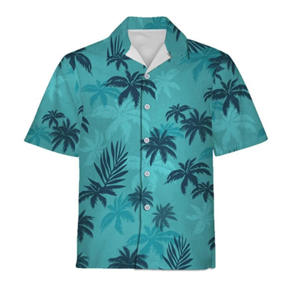 Men's Hawaiian Shirts 3D Print Coconut Palm Graphics Fashion Button Short Sleeve Lapel Streetwear Hawaiian Shirts For Men Summer