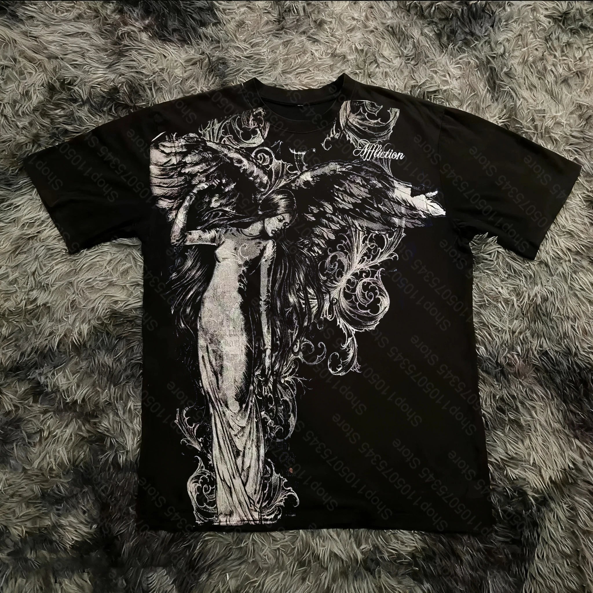 Summer Classic Y2K Gothic Style T-shirt Print Oversized T Shirt High Street Shirts Round Neck Cotton Tops Mens Women T Shirt Tee
