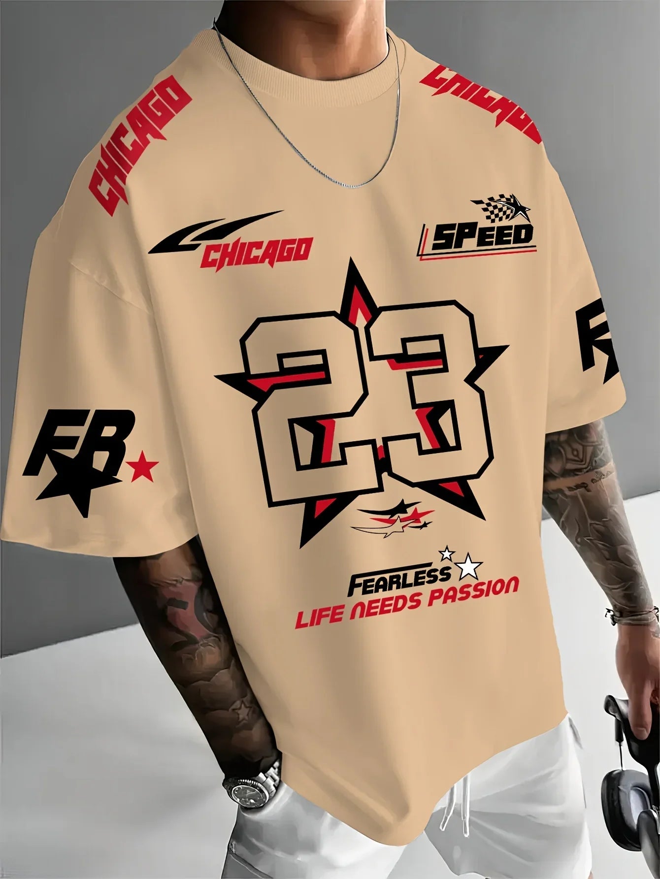 2025 Summer New Men's Sports Shirt Chicago 23 printed Digital Shirt Casual Men's Sports T-shirt