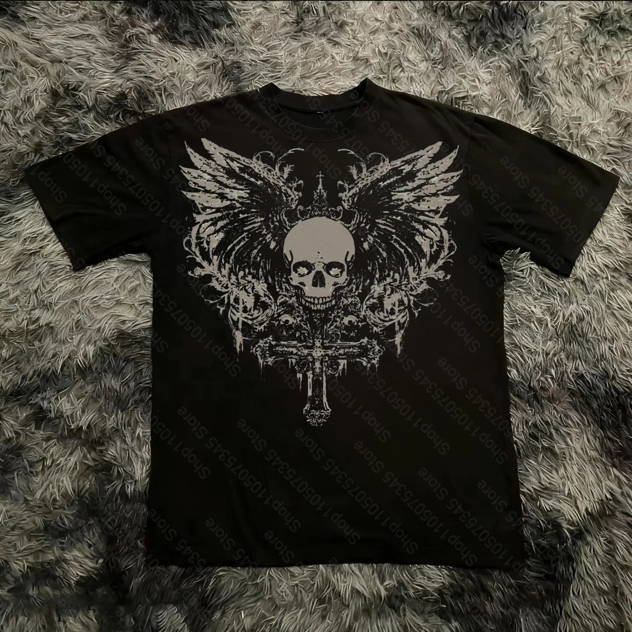 Summer Classic Y2K Gothic Style T-shirt Print Oversized T Shirt High Street Shirts Round Neck Cotton Tops Mens Women T Shirt Tee