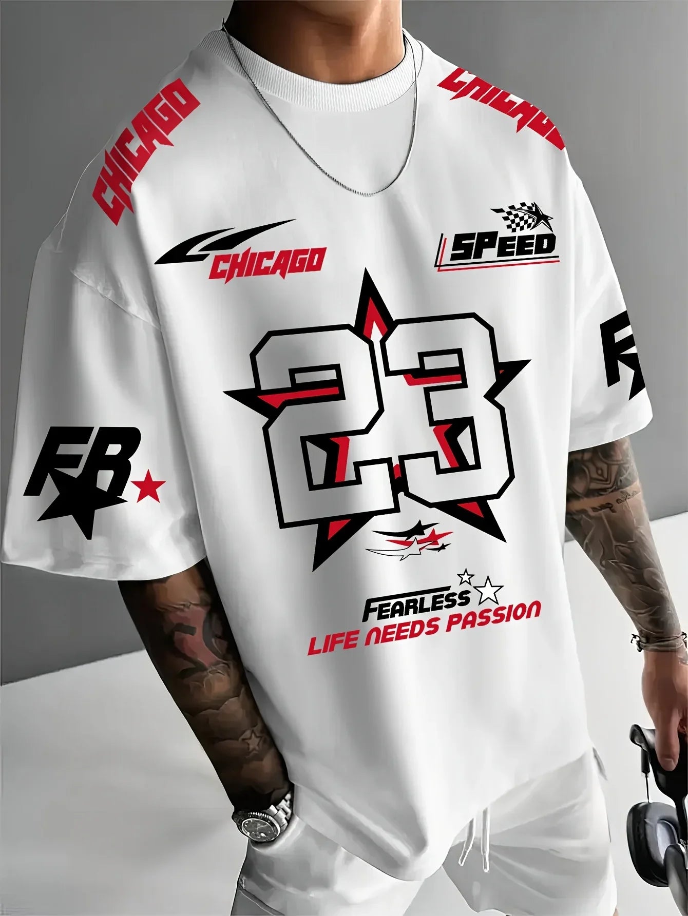 2025 Summer New Men's Sports Shirt Chicago 23 printed Digital Shirt Casual Men's Sports T-shirt