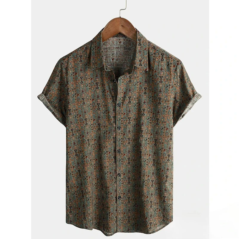 2025 New Men's Shirt Polyester Fashion Casual Graphic Beach Shirt Summer Daily Short Sleeve Oversized Loose Hawaiian Shirts Tops