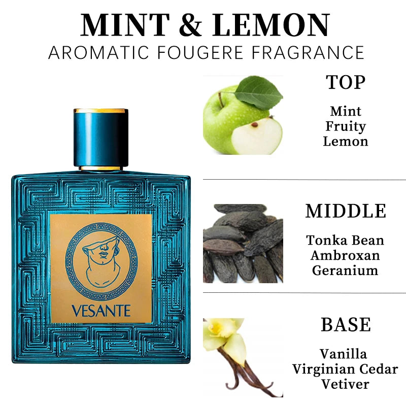 Vintage Heros - 3.4oz Men's Bold Eau De Cologne Concentrated Perfume, Fruity Aromatic Fragrance Notes, An Elegant Choice For Men