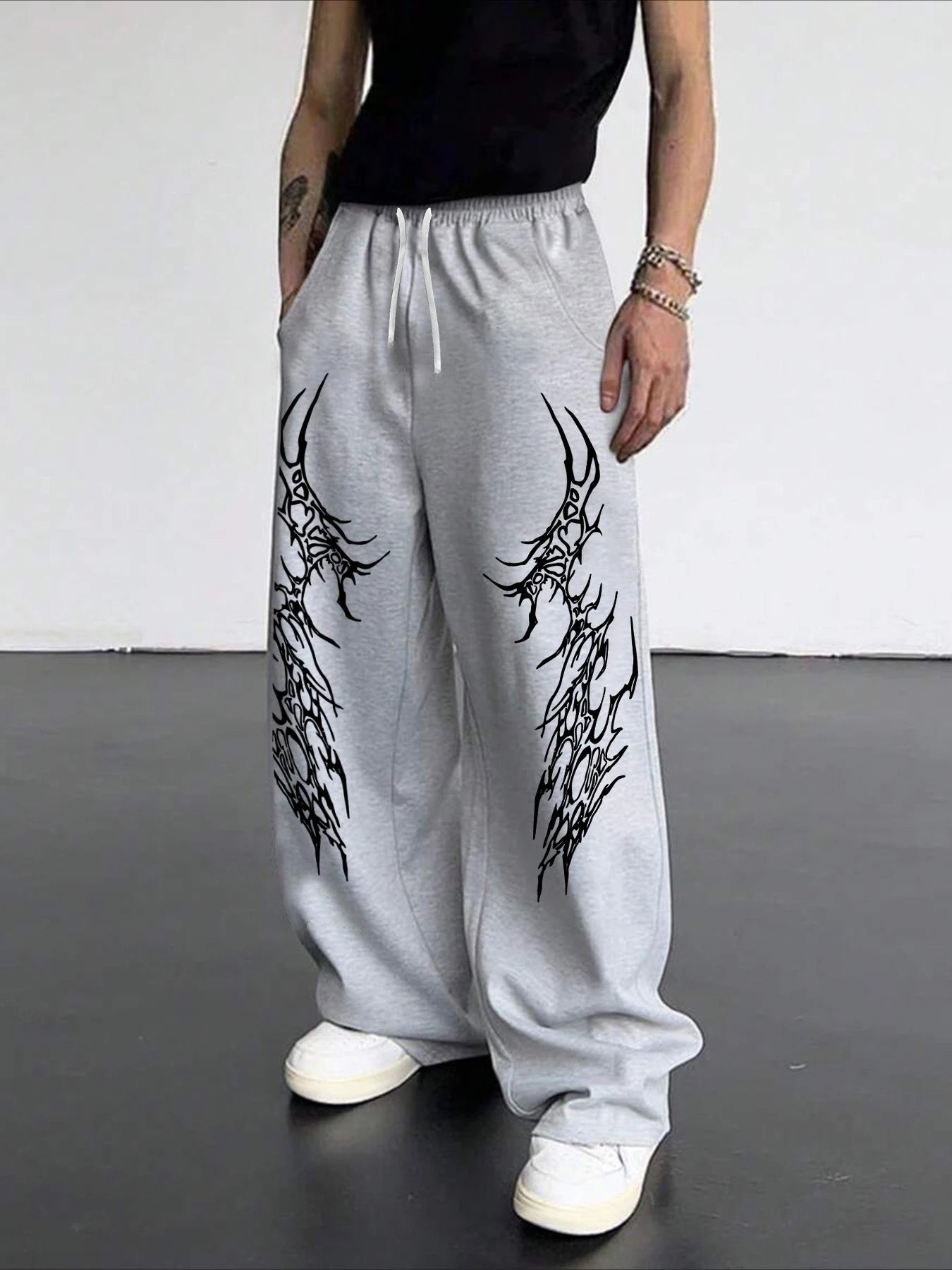 2026 Fashion New Dark Retro Striped Gothic Loose Straight Leg Pants Suitable for Outdoor Street Hip-hop Harajuku Casual Pants